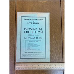 1944 REGINA SASK PROVINCIAL EXHIBITION PRIZE LIST