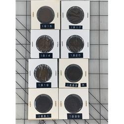 CANADA LARGE CENT PENNY DIFFERENT YEARS LOT OF 8
