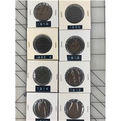 CANADA LARGE CENT PENNY DIFFERENT YEARS LOT OF 8