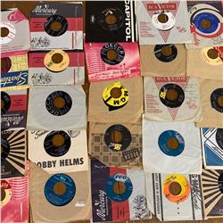 Lot of 25 VARIOUS 45RPM RECORDS JOHNNY CASH THE BEATLES WILF CARTER and MORE