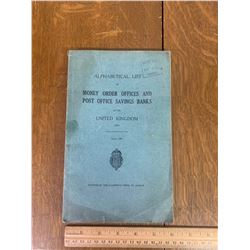 1952 MONEY ORDER OFFICES AND POST OFFICE SAVINGS BANKS UK BOOK