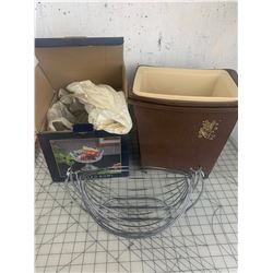 MISC LOT GARBAGE CANS BOWL FEUIT SWING