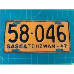 1947 SASKATCHEWAN LICENCE PLATE