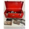 Image 1 : CRAFTSMAN METAL TOOL BOX WITH CONTENTS AXE HEADS ETC