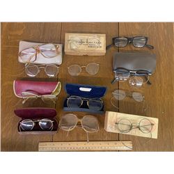 LOT OF VINTAGE AND ANTIQUE EYE GLASSES