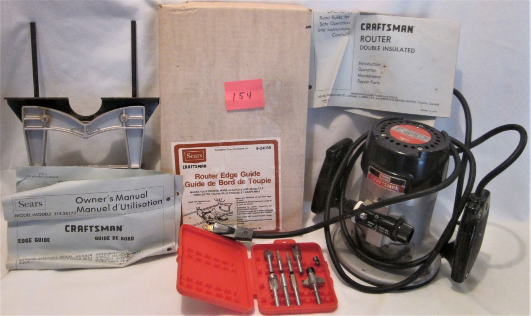 CRAFTSMAN HEAVY DUTY ROUTER W/ASSORTED ROUTER BITS, CRAFTSMAN ROUTER EDGE GUIDE Schmalz Auctions
