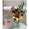 Image 1 : ARTIFICIAL FLOWERS/VASE AND GARBAGE CONTAINER