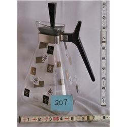 VINTAGE RETRO "INLAND GLASS" ORNATE GLASS COFFEE POT W/LID