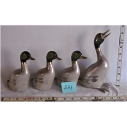 SET OF 4 CAST METAL DUCKS