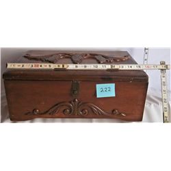 16"x11.5"x6" CUSTOM CARVED HINGED WOODEN JEWLERY BOX
