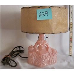 VINTAGE 1950-60'S GLASS PINK LADY BOUDOIR LAMP