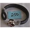 Image 2 : BRAIDED LEATHER BRACELET / RHINSTONE CLASP