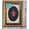 Image 1 : NATIVE CANADIAN CARIBOU  HAIR TUFTING- "PEI LADY SLIPPER" FRAMED AND MATTED