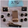 Image 1 : MATCHED SET CUFF LINKS, TIE CLIP, BILL FOLDER AND 7 BUTTONS