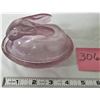 Image 1 : 4 1/2" MAUVE GLASS COVERED BUNNY ON NEST CANDY DISH CONTAINER