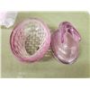 Image 3 : 4 1/2" MAUVE GLASS COVERED BUNNY ON NEST CANDY DISH CONTAINER