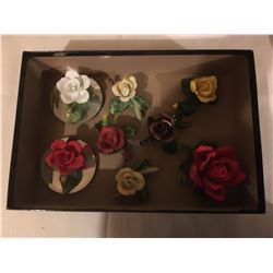 411-SET OF 8 PORCELAIN ROSES IN ALFRED SUNG COLLECTOR BOX