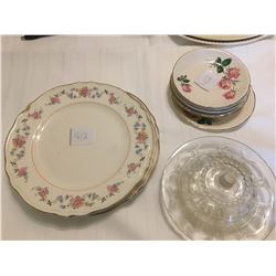 412-LOT OF VINTAGE DISHES, VASE
