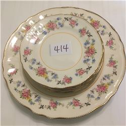 414-3 DINNER PLATES/7 BREAD BUTTER PLATES SOVEREIGN POTTERY