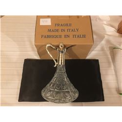 438-CRYSTAL AND SILVERPLATE WINE DECANTER MADE IN ITALY