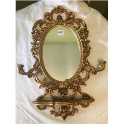 447-VINTAGE GESSO CANDLESTICK MIRROR 1970’S