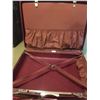 Image 2 : 450-VINTAGE SAMSONITE SATURN III   BURGANDY SUITCASE WITH ROLLERS.PULL HANDLE, ORIGINAL LUGGAGE TAGS