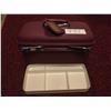 Image 2 : 451-VINTAGE SAMSONITE SATURN III BURGANDY TRAIN CASE WITH COSMETIC TRAY/MIRROR 1980’S
