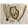Image 1 : 477-VINTAGE 80’S COLLECTION OF 5 NECKLACES BLACK/GOLD SET IS GENUINE LUCITE