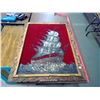 Image 1 : LARGE VELVET PAINTING "SAILING SHIP" 29.5 X 39.5"