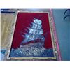 Image 2 : LARGE VELVET PAINTING "SAILING SHIP" 29.5 X 39.5"