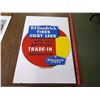 Image 1 : B.F. GOODRICH CARDBOARD SIGN "TIRES COST LESS" NOS