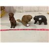Image 1 : ANIAMAL FIGURINES DOG, BEAR, AND BEAVER SOME CARVED