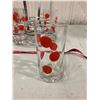 Image 4 : SET OF 5 RETRO 1950'S POLKA DOT DRINK GLASSES WITH HOLDER