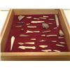 Image 1 : Bone points (37 pieces) in a wooden display case