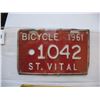 Image 3 : ST. VITAL - MANITOBA - BICYCLE LICENSE'S  1961 & 1962 & 1964