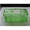 Image 1 : GREEN DEPRESSION GLASS 1/4 POUND BUTTER DISH with LID - CRISSCROSS PATTERN