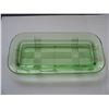 Image 2 : GREEN DEPRESSION GLASS 1/4 POUND BUTTER DISH with LID - CRISSCROSS PATTERN