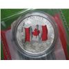 Image 2 : 2015 CANADIAN $25 SILVER COIN - .9999 PURE SILVER - COLOURED FLAG