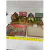 Image 1 : 1897 pretty village- school house set in original box- some box damage - great colors