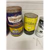 Image 3 : lot of tobacco and oil tins-j.o snowmobile, j.d power steering- dented (full)