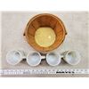 Image 4 : WOOD BASKET WITH 4 FIRE KING MUGS