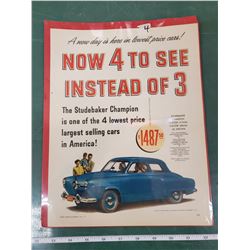 ORIGINAL AD FOR EARLY STUDEBAKER