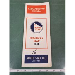 NORTH STAR OIL 1956 SASKATCHEWAN HIGHWAY MAP