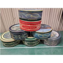 5 OLD PICTURESQUE BISCUIT TINS