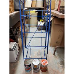 SERVICE STATION OIL STAND COMES WITH 3 FULL OIL CANS