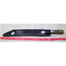 13" Double Edged Chisel Tip Blade Sword with Leather Sheath