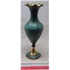 Image 3 : 1983 India Brass Vase Deliberate Patina Frill Neck