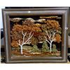 Image 1 : Handcrafted 3D Soft Sculpture Fabric Art "Birches" Framed
