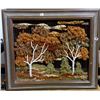 Image 2 : Handcrafted 3D Soft Sculpture Fabric Art "Birches" Framed