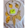 Image 1 : golden leaf fashion necklace and earring set
